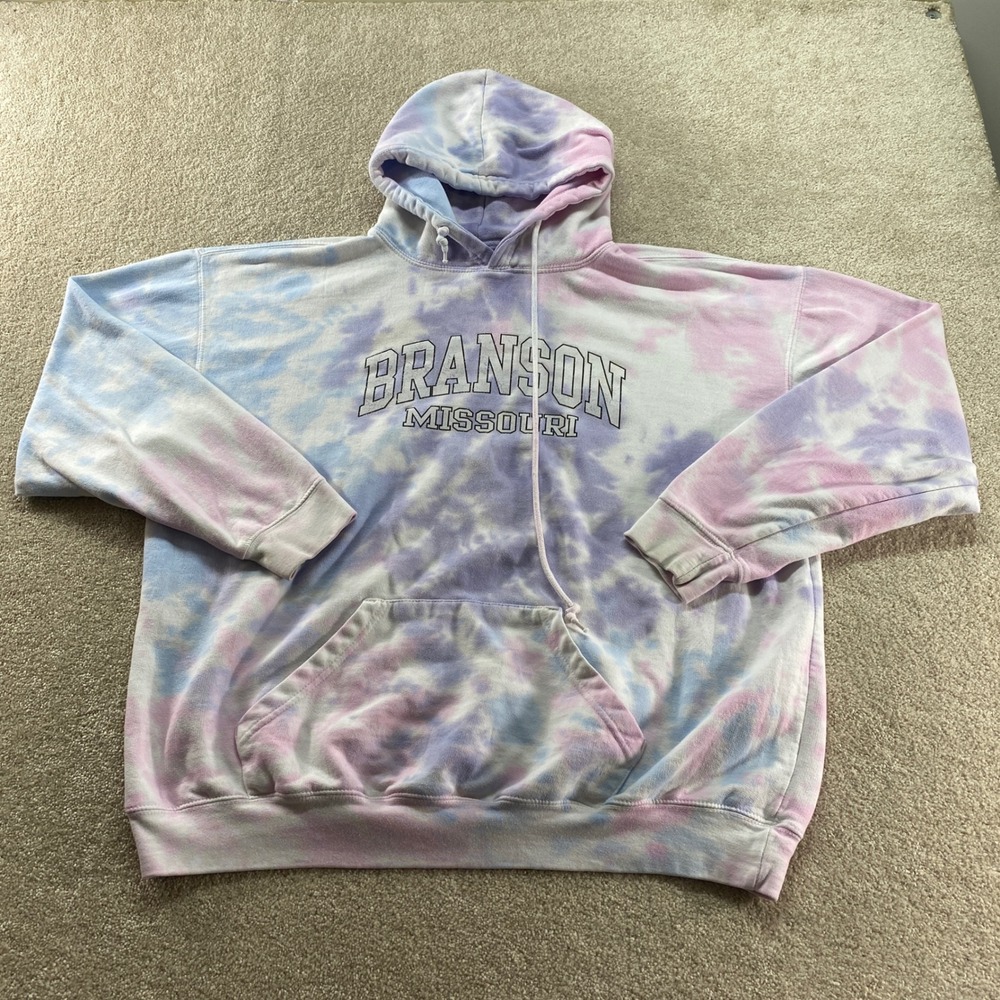 Dreamsicle‎ Branson Missouri Hoodie Women XL Purple Pink Tie Dye Souvenir Fleece